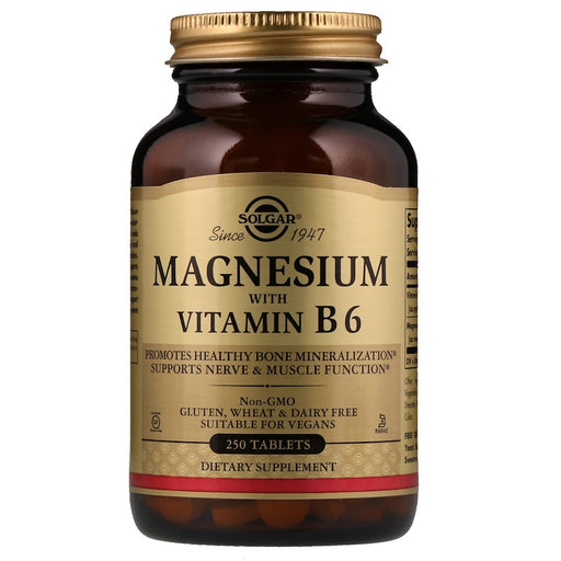 Solgar Magnesium 400mg B6 25mg 250 Vegan Tablets 