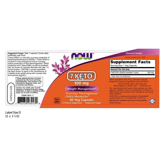NOW 7-Keto 100 mg, 60 Capsules