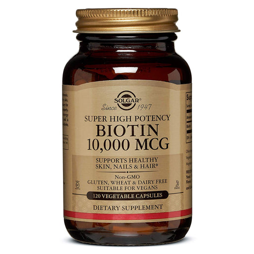 Biotina Solgar Super Alta Potência, 10000 mg, 120 Cápsulas Vegan