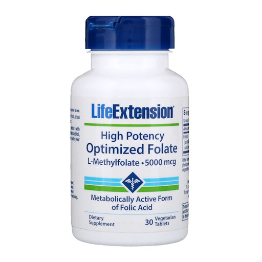 Life Extension, Folato Otimizado de Alta Potência, 5000 mcg, 30 comprimidos vegetais