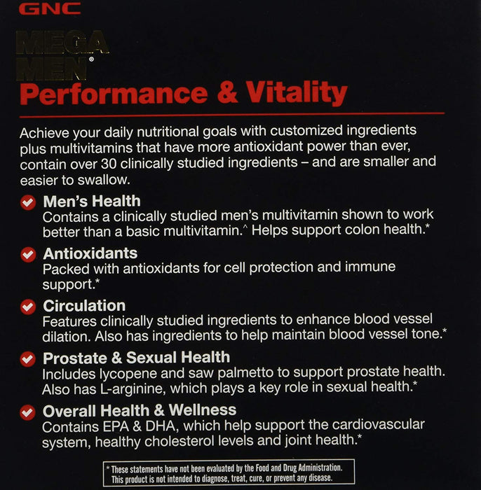 Gnc Mega Men Vitapak 30 Virility &amp; Performance